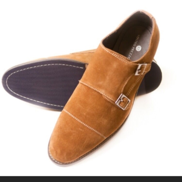 Tan Suede Double Monk Straps by Vostro Prezzo main image 5